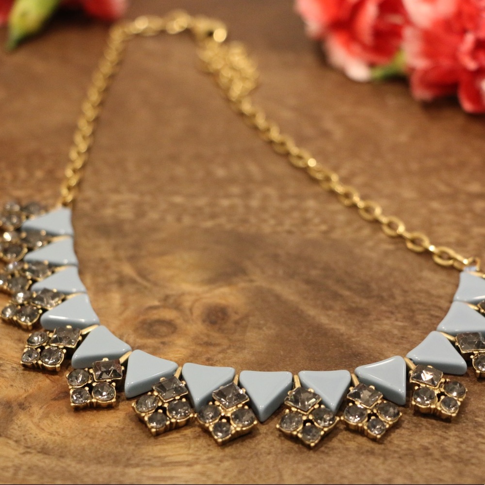 J Crew Jeweled Gold and Blue Collar Necklace